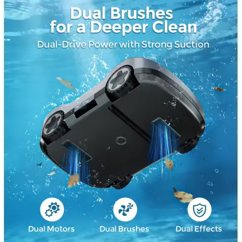 Cordless Robot Pool Cleaner With Powerful Suction Vacuum